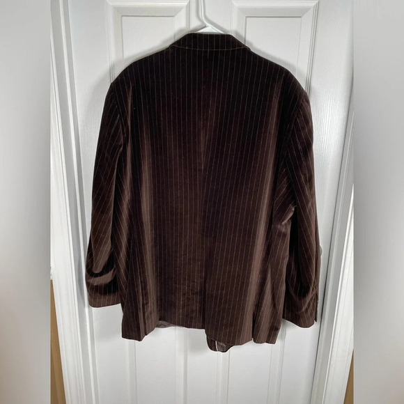 EJ Samuel Men's Brown Velvet Pinstripe Blazer 48R - Picture 8 of 8